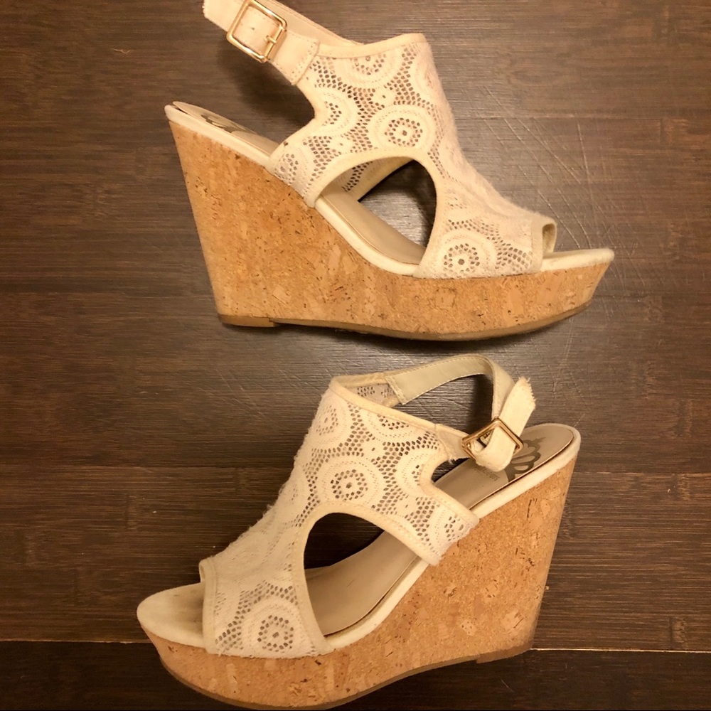 Fergalicious Off-white Lace Wedge Sandals - Picture 10 of 14
